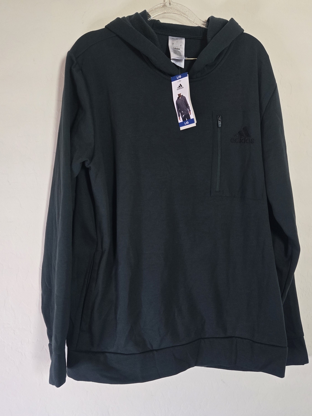​NWT Adidas Mens Pocket Hoodie Sweatshirt Shadow Green Olive Large
